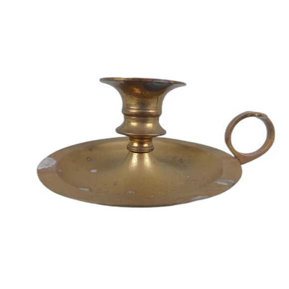 Vintage Brass Candle Stick Holder Lamp Lantern With Handle 4.5 in diameter - Picture 1 of 7